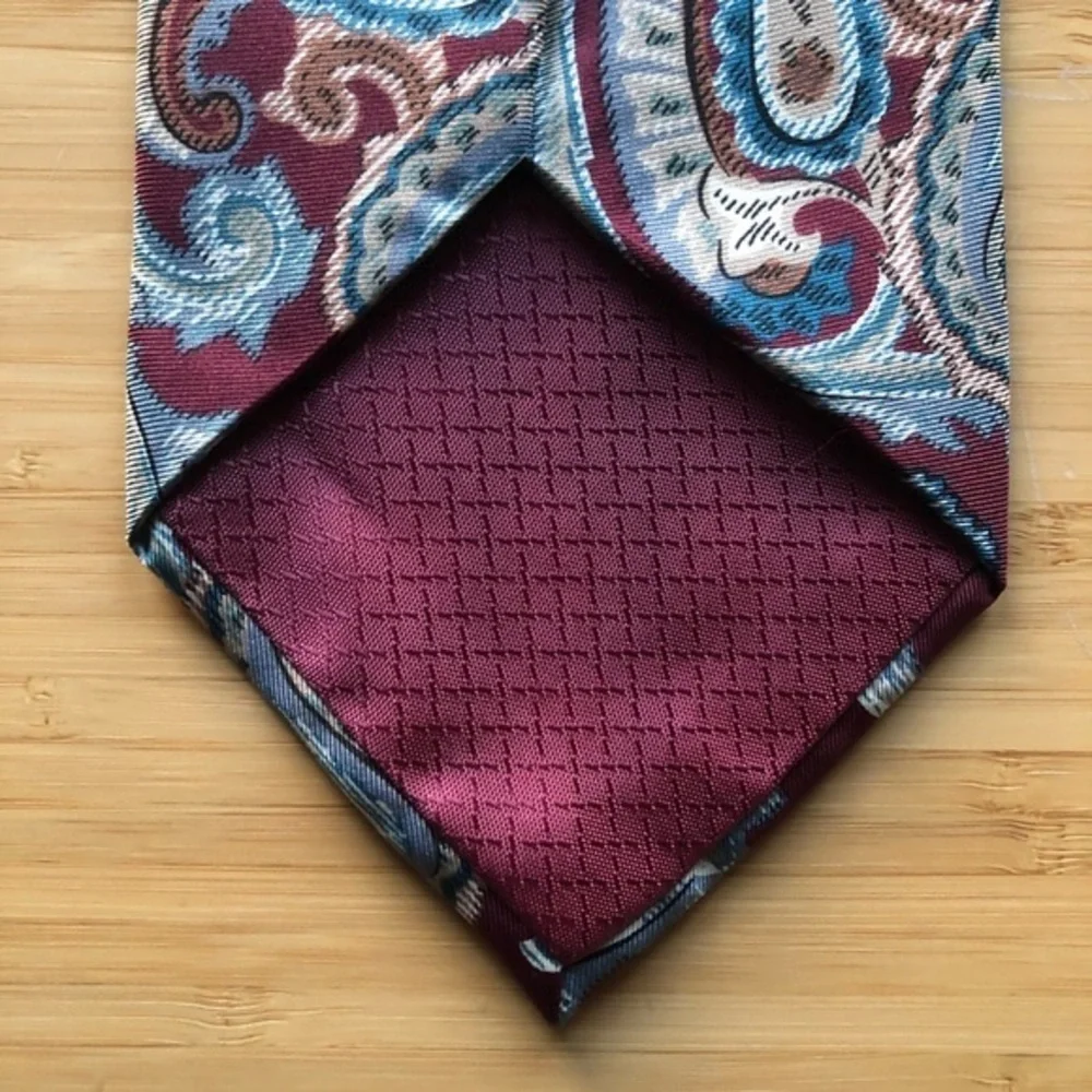 DIOR Silk Tie In Dark Red & Paisley Blue
